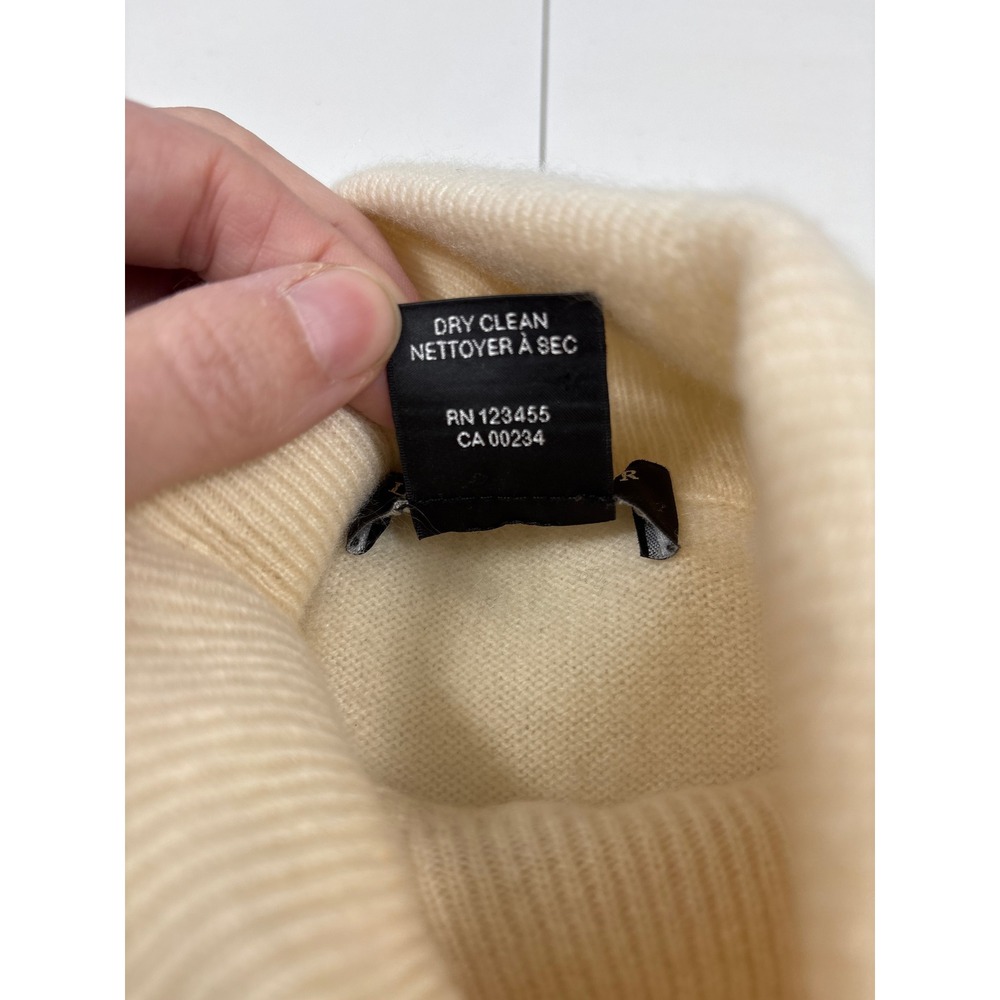 Lord & Taylor Womens 100% Cashmere Turtleneck Sweater Cream Off-White Large - Picture 6 of 9